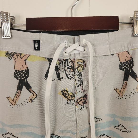 Vans X Kide Mens Costal Village Artwork Beach Water Sports Board Shorts Size 34 - Picture 3 of 6